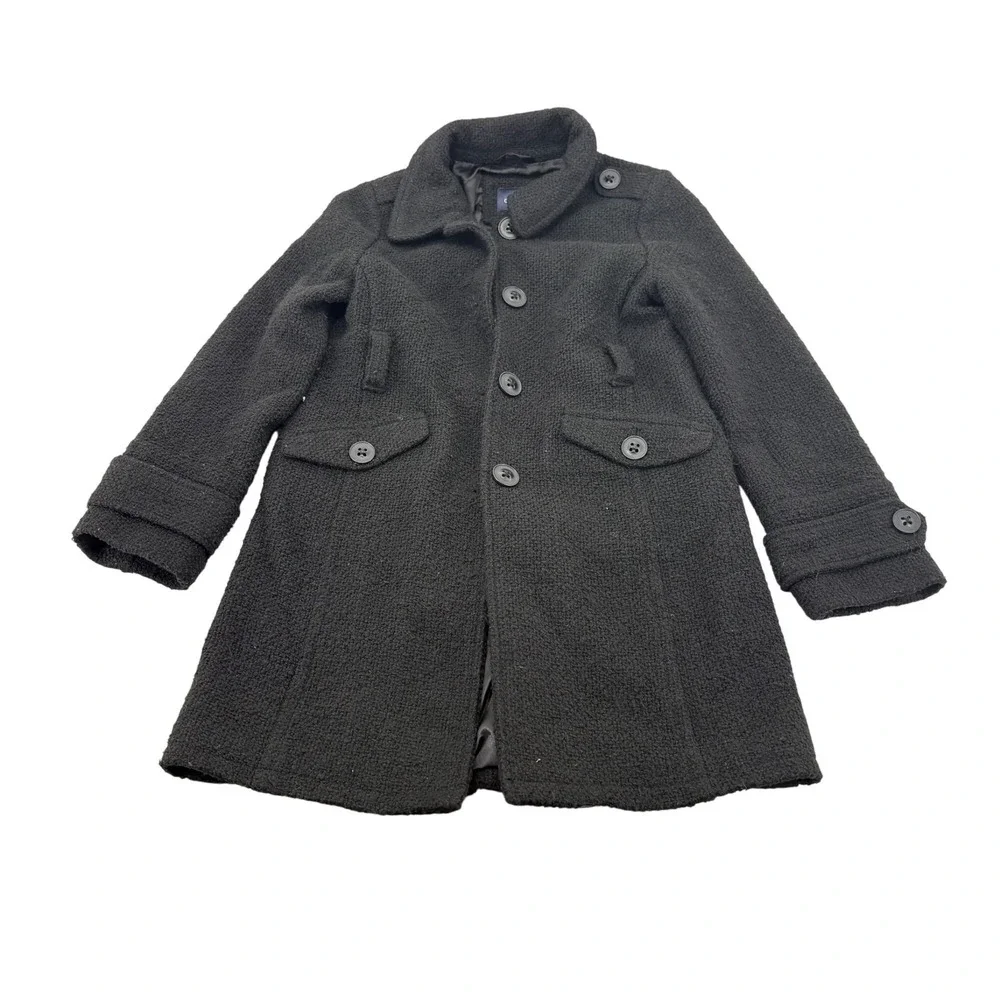 GapKids Black Wool-Blend Peacoat M With Button Front &‎ Pockets